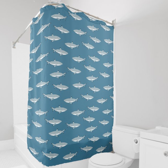 Cortina De Ducha Divertido tiburón (Fun shark pattern teal green shower curtain)