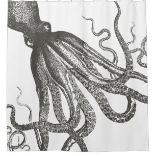 Cortina De Ducha Divertidos tentáculos de pulpo vintage por ahí