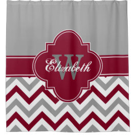 Cortina De Ducha Dk Gris Wt Borgoña LG Chevron 1ICBR Nombre Monogra