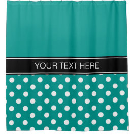 Cortina De Ducha Dk Teal Blanco LG Punto Negro CB Nombre Monograma