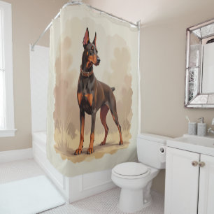 Cortina De Ducha Doberman Pinscher perro marrón óxido rojo