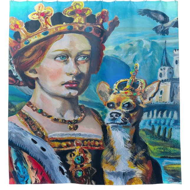 Cortina De Ducha Doggy y la Reina (Anverso)