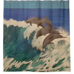 Cortina De Ducha Dolphin Surfing