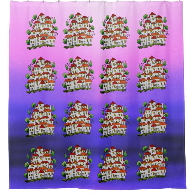 Cortina de ducha (Doodle de la casa - dibujado a m (Anverso)