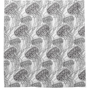 Cortina De Ducha Doodle de los pescados de jalea