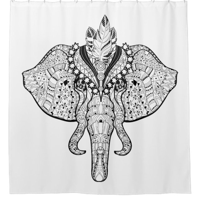 Cortina De Ducha Doodle del elefante del circo (Anverso)