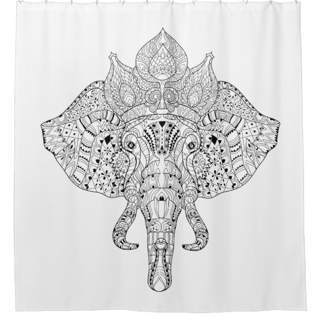 Cortina De Ducha Doodle inspirado cabeza del elefante (Anverso)