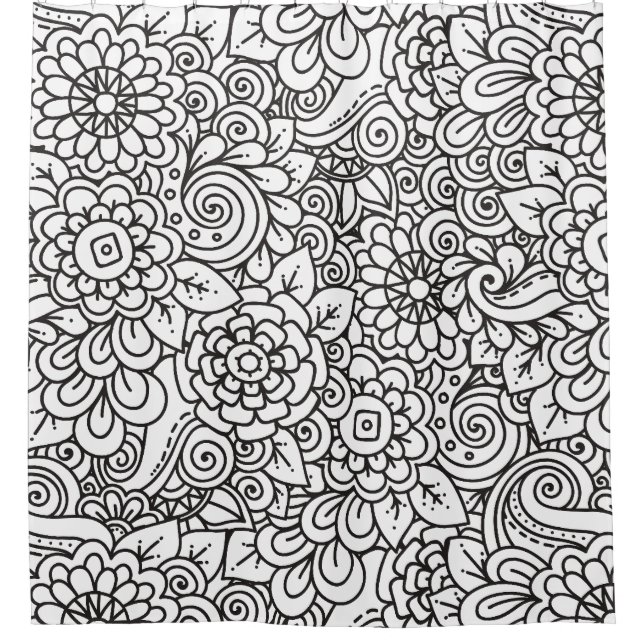 Cortina De Ducha Doodle retro floral (Anverso)