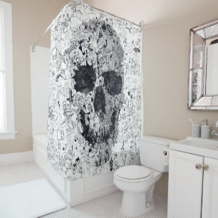 Cortina De Ducha Doodle Skull