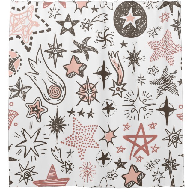 Cortina De Ducha Doodles cósmicos: estrellas y cometas (Anverso)