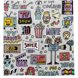Cortina De Ducha Doodles de la serie de televisión: Divertido conju
