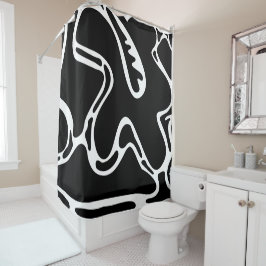 Cortina De Ducha Doodles de paisajes abstractos en blanco y negro