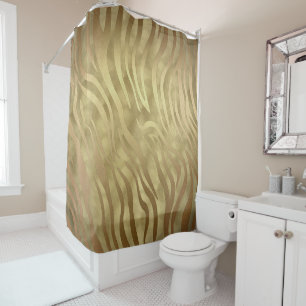 Cortina De Ducha Dorado Lujo Lujoso Zebra Jungle Safari Glam