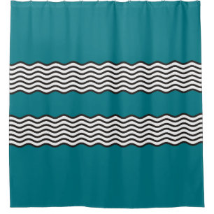 Cortina De Ducha Dos olas Borde negro y blanco + tus ideas