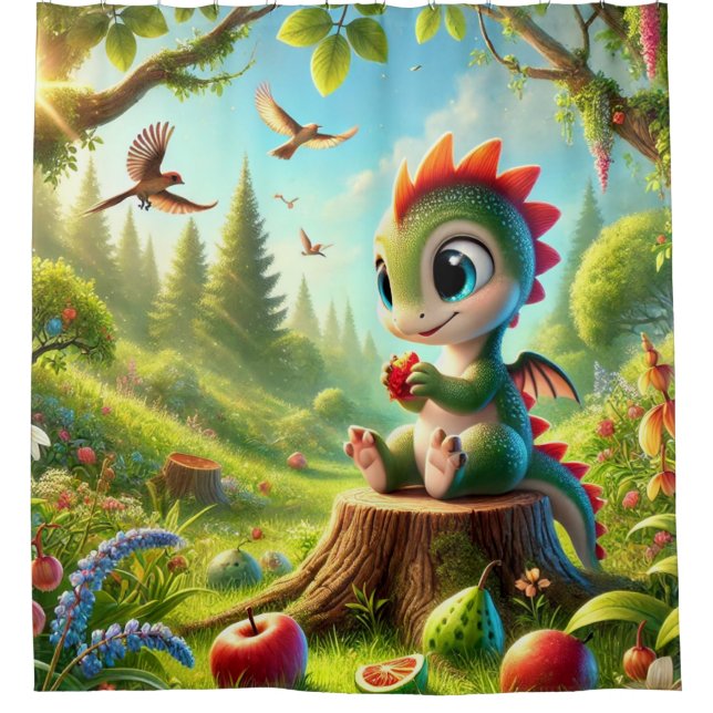 Cortina De Ducha Dragón de bebé (Anverso)