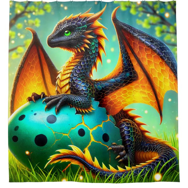 Cortina De Ducha Dragón de bebé (Anverso)