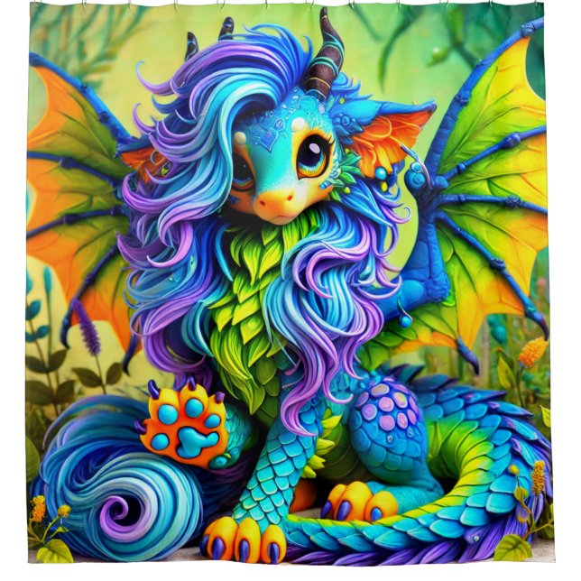 Cortina De Ducha Dragón de fantasía (Anverso)