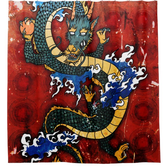 Cortina De Ducha Dragón japonés (Anverso)