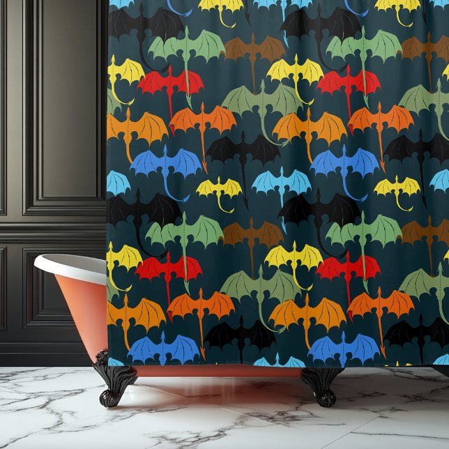 Cortina De Ducha Dragon Wing Blue Flight Fantasy (Subido por el creador)