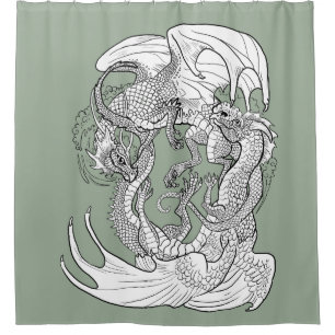 Cortina De Ducha Dragones entrelazados