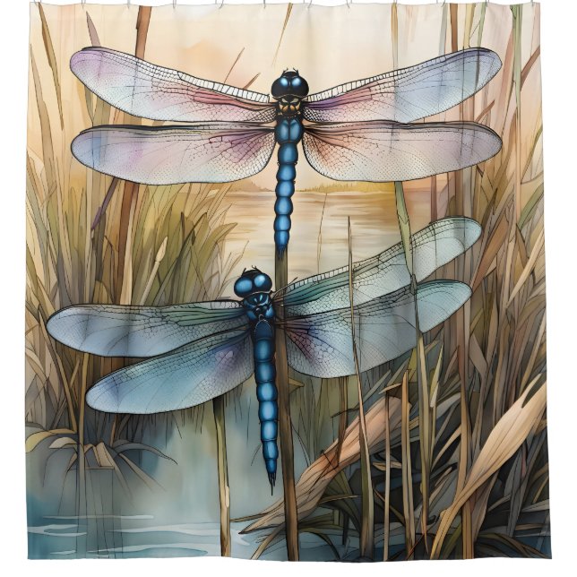 Cortina De Ducha Dragonflies in the Reeds (Anverso)