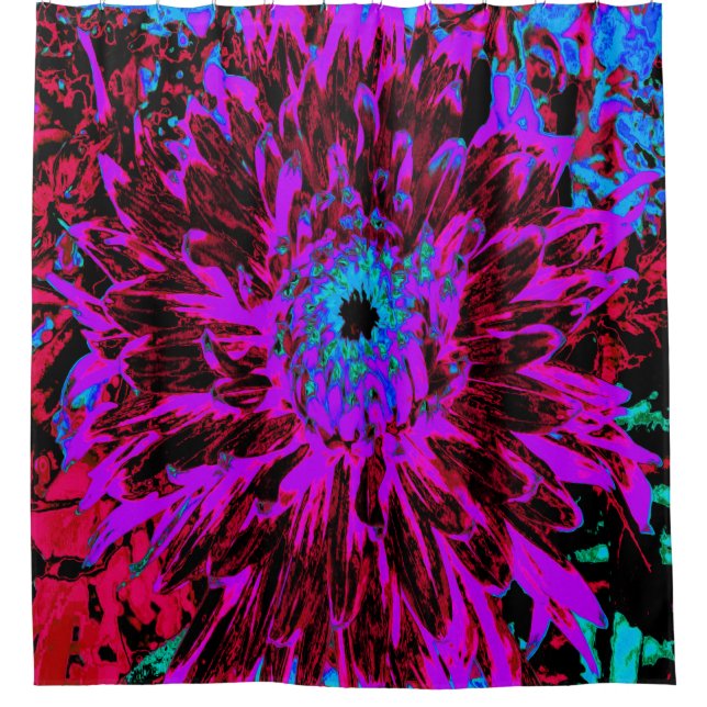 Cortina De Ducha Dramática Crimson Red, Purple y Black Dahlia (Anverso)