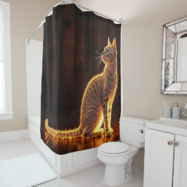 Cortina De Ducha Dreamy feline art oro gato retrato adorables masco