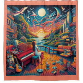 Cortina De Ducha Dreamy Riverfront Harmony