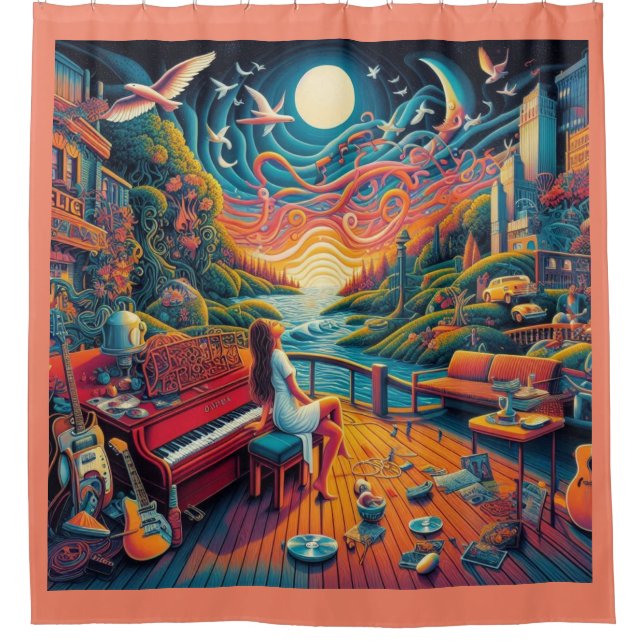 Cortina De Ducha Dreamy Riverfront Harmony (Anverso)