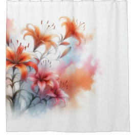 Cortina De Ducha Dreamy Tiger Lily Watercolor