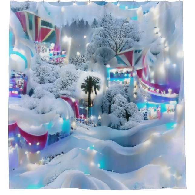Cortina De Ducha Dreamy Winter Wonderland Lights (Anverso)