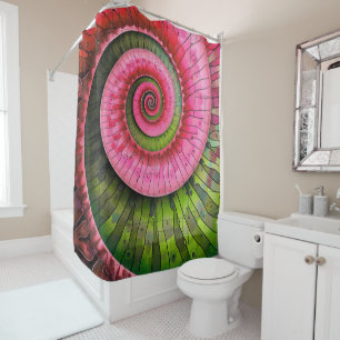 Cortina De Ducha Dubman Designs: Fibonacci rosa y verde brillante 