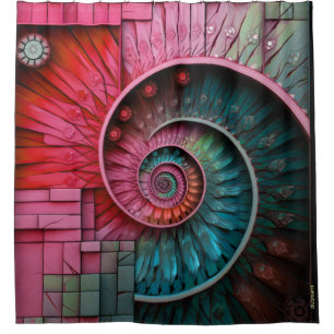 Cortina De Ducha Dubman Designs: Mosaico en Espiral de Fibonacci