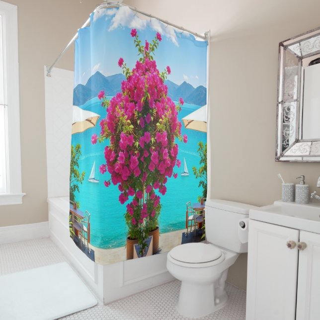 Cortina De Ducha "Ducha en Romance - Café Vibes y Belleza Jardín! (In situ)