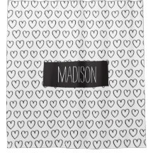 Ducha personalizada de los corazones Cortina-Negra