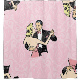 Cortina De Ducha dúo de baile vintage de pareja de baile damasco ro