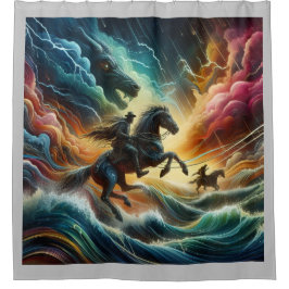 Cortina De Ducha Dúo dinámico: Aventura tormentosa a caballo
