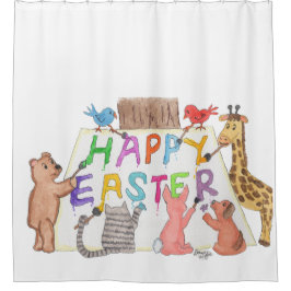 Cortina De Ducha Easter Greeting Painted by Animals