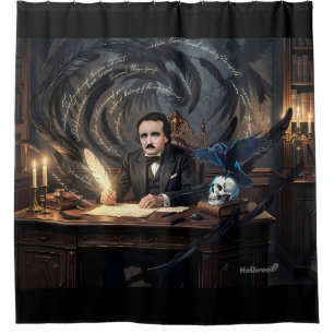 Cortina De Ducha Edgar A. Poe Componiendo El Cuervo En Sueños Gótic