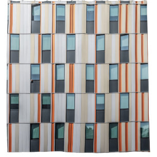 Cortina De Ducha Edificio blanco y naranja