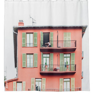 Cortina De Ducha EDIFICIO naranja Y VERDE DE 4 PLANTAS