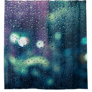 Cortina De Ducha Efecto de la ventana Caídas de Lluvia Vintage