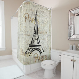 Cortina De Ducha Eiffel Tower Paris Francia Diseño de Postales Vint