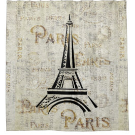 Cortina De Ducha Eiffel Tower Paris Francia Diseño de Postales Vint