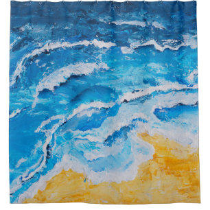 Cortina De Ducha El acrílico mar y la pintura de la playa en el dib