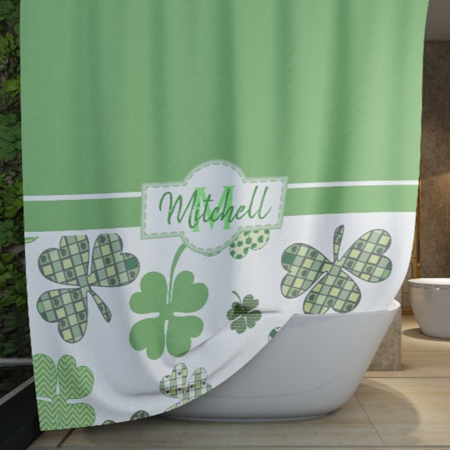 Cortina De Ducha El amante verde del Día de San Patricio (St Patrick's Day Green Clover Shower Curtain)