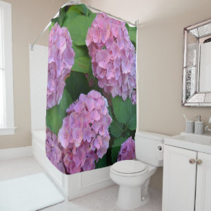 Cortina De Ducha El arbusto de hortensia rosa