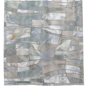 Cortina De Ducha El arte de las olas de mosaico - Just Pearl
