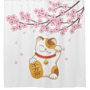 Cortina De Ducha El cerezo japonés con suerte