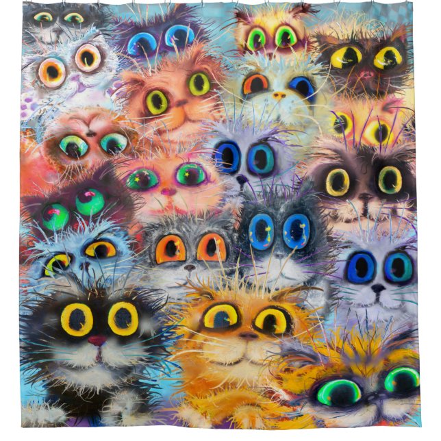 Cortina De Ducha El conjunto de gatos retratos, retrato, animal, ab (Anverso)